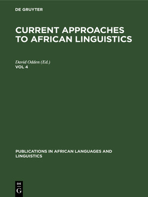 cover image of Current Approaches to African Linguistics. Vol 4